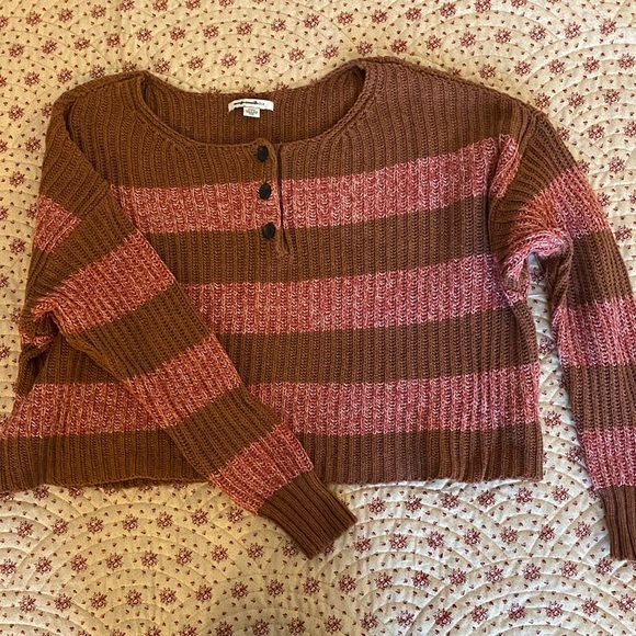 American Eagle Cropped Striped Sweater - Picture 1 of 3
